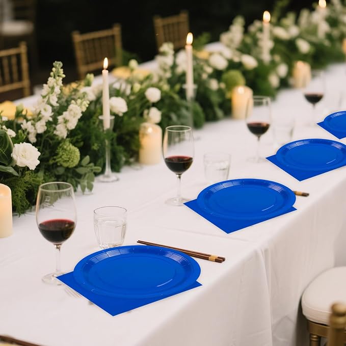 Blue 7Inch Paper Plates and Napkins Party Supplies, Wedding Birthday, Bridal - Image 5