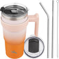 Konokyo 20 oz Tumbler with Handle and Straw, Insulated Travel Mug | Coral; by Konokyo