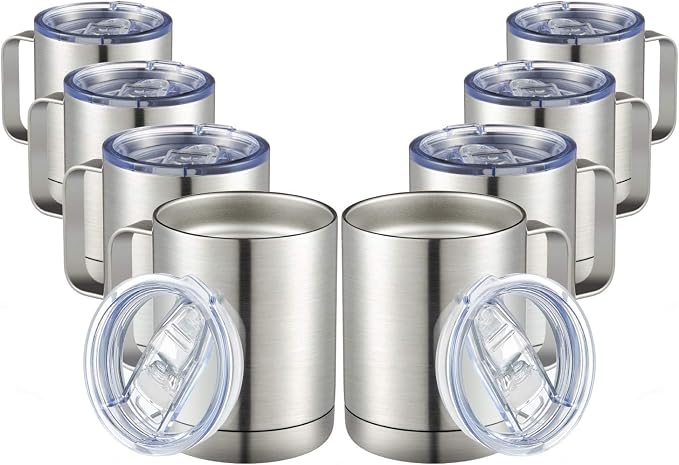 MEWAY 12oz Coffee Mug With Handle 8 Pack Bulk, Stainless Steel Insulated Travel by MEWAY