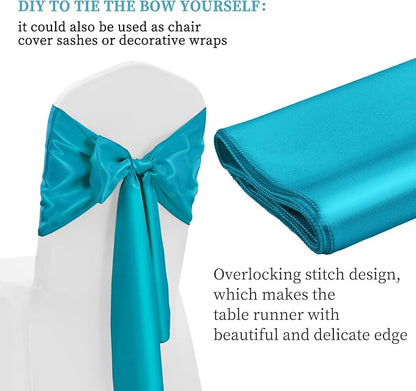 12 Pack Turquoise Satin Table Runner 12 x 108 Inch Long Premium Table Runners - Image 4