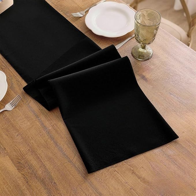 Black Table Runner, Waterproof Washable Runners 48 Inches Long | Reusable 12x48 - Image 3