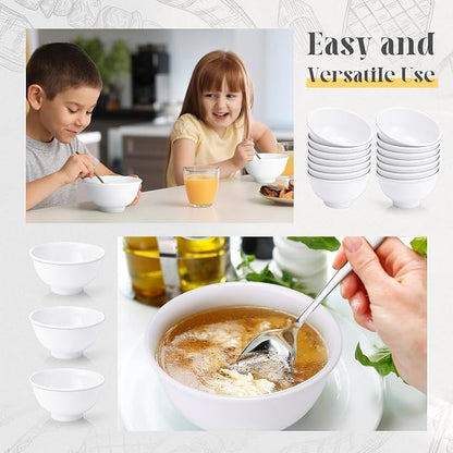 Tioncy 20 Pack Melamine Bowl Set 25 oz White Soup Bowls Set Basic All Purpose - Image 3