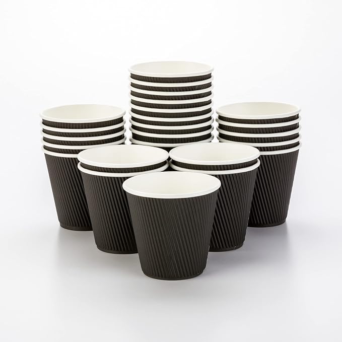 Restaurantware 8 Ounce Double Wall Disposable Coffee Cups, 500 Insulated Black by Restaurantware