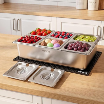 VEVOR Countertop Food Serving Display Container, Stainless Steel Food Salad - Image 8