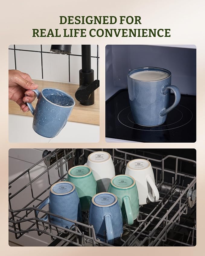 famiware Aurora Coffee Mugs, 14oz Mug Set of 4, Stoneware Mug, Cups - Image 5