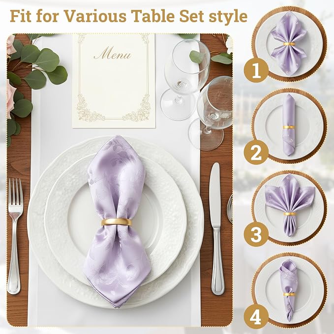 Suream Napkin Rings Set of 24, Stainless Steel Napkin Holder Buckles, - Image 4