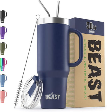 Beast 50 oz Tumbler with Handle Stainless Steel Vacuum Insulated Coffee Ice Cup by GreensSteel