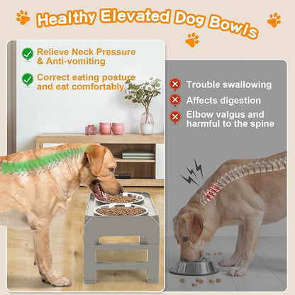 Elevated Bowls, 4 Height Adjustable Raised Stand - Image 3