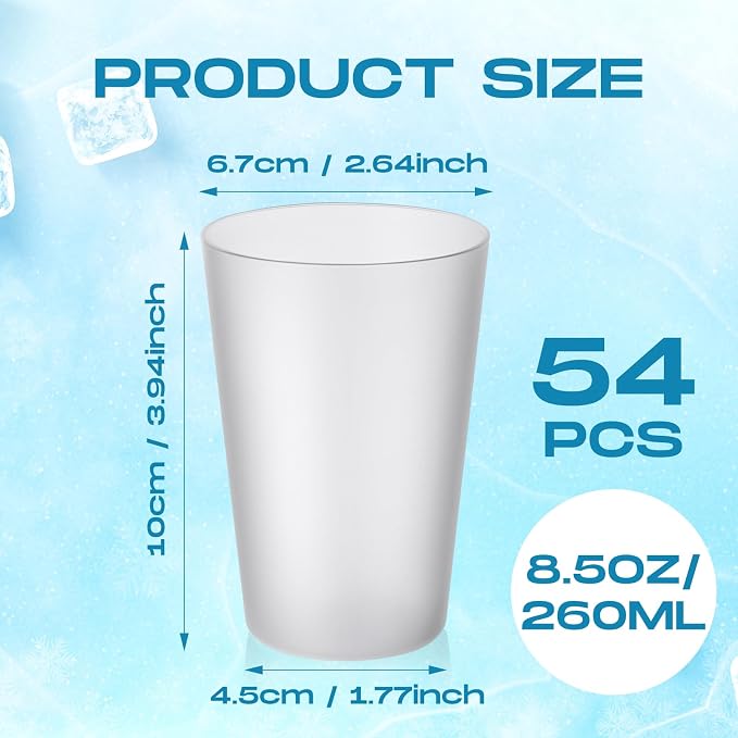 Potchen 54 Pieces Kids Plastic Cups 8.5 oz Reusable Drinking Cups Stackable - Image 2