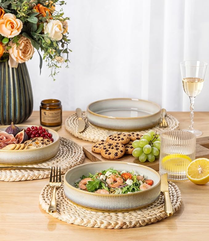 7.5" Ceramic Pasta Bowls Set of 4, Salad Bowls | Versatile Serving Bowls - Image 3