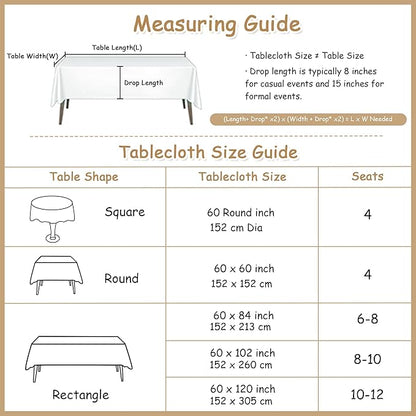 MYSKY HOME Table Cloth 60x102 in Rectangle, Cotton Tassel Linen Look Waterproof, Wrinkle Free Table Cover with Beige Tassels for Kitchen Dining, Party