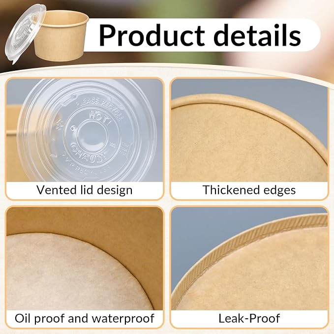 ESSENTIAL 50 Pcs 16oz Paper Ice Cream Cups - Image 3