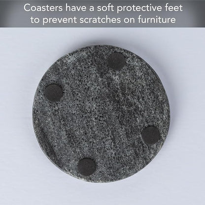 Thirstystone Natural Black Marble Round Coasters, 4 Pack | 4" Diameter - Image 3