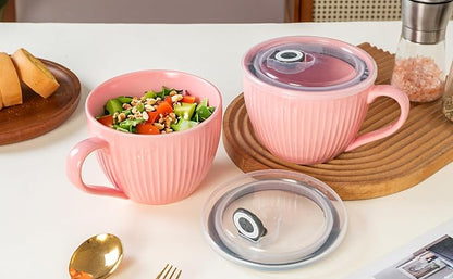 24oz Soup Mug with Handle & Lid, Microwave Soup Bowl/Cup, Ice Cream and - Image 9