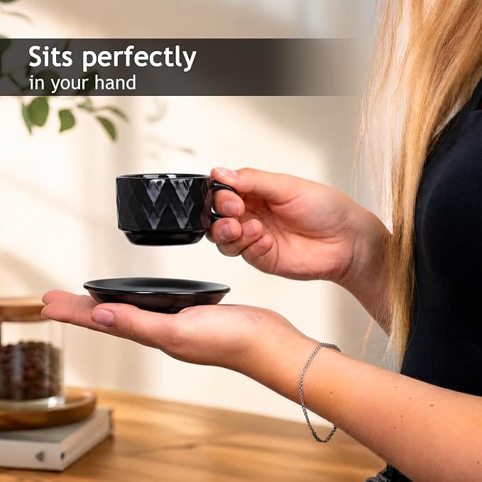 MIAMIO - Espresso Cups Set, Ceramic - Modern Home Set | Ceramic espresso cups - Image 2