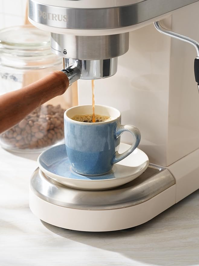 famiware 3oz Espresso Cups and Saucers, Azure Blue | Ceramic Small Coffee Mug - Image 5
