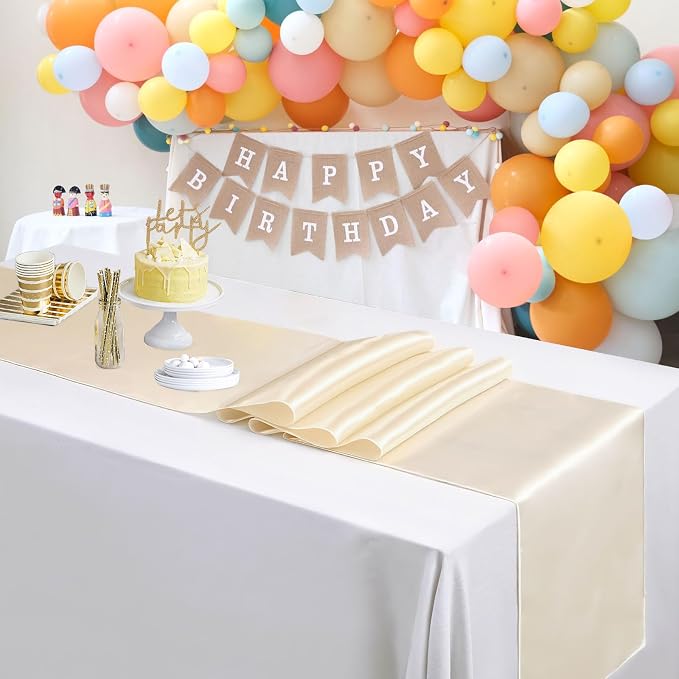 Ivory Table Runners 20 Pack 12x108 inch Silk Satin Smooth Fabric | Satin Table - Image 5