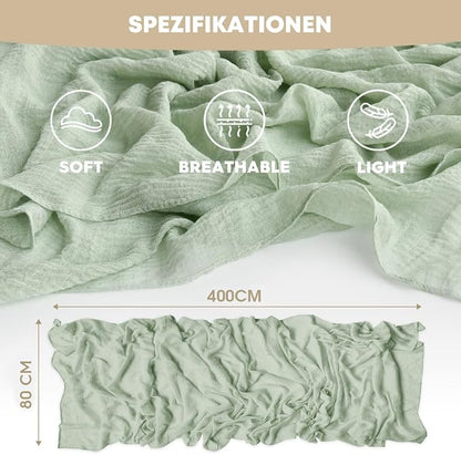 Artoid Mode Boho Cheesecloth Gauze Sage Green Wedding Table Runner, 160 Inch - Image 5
