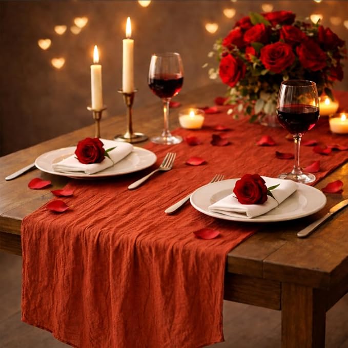 6 Pack Terracotta Cheesecloth Table Runner 35x120 Inch | 10Ft Rustic Boho Gauze - Image 3