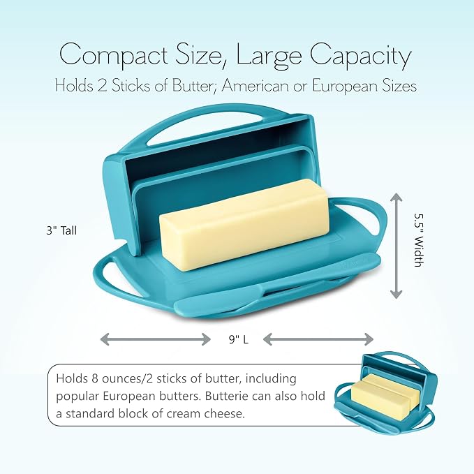 Flip Top Butter Dish with Attached Lid & Matching Knife, 2 Pack - Image 4