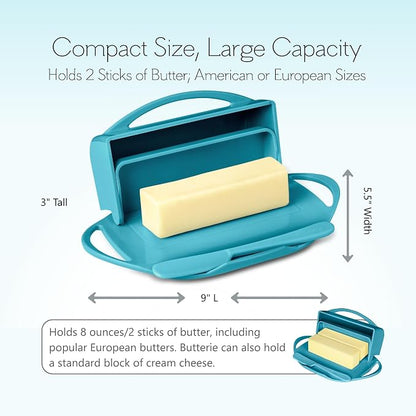 Flip Top Butter Dish with Attached Lid & Matching Knife - Image 5