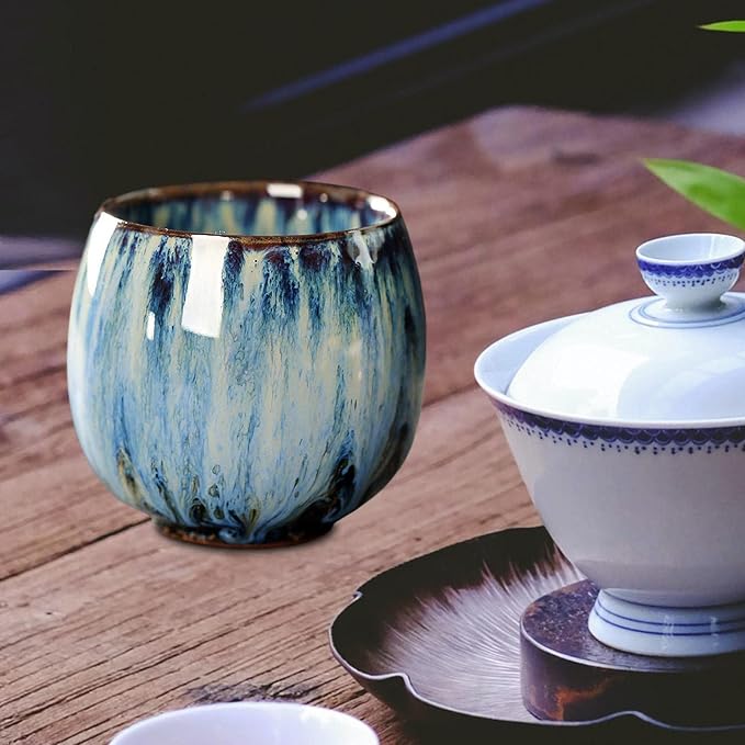 2X Ceramic Mug Tea Set Cups Chinese Cup Coffee Cup Handmade Handleless Ceramics - Image 7