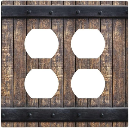 Light Switch Cover Rustic Barn Door Vintage Country Wood Board 2 Gang Decorative SwitchPlates Double Duplex Wall Plates Switch Plates and Outlet Covers for Farmhouse Cabin Decor