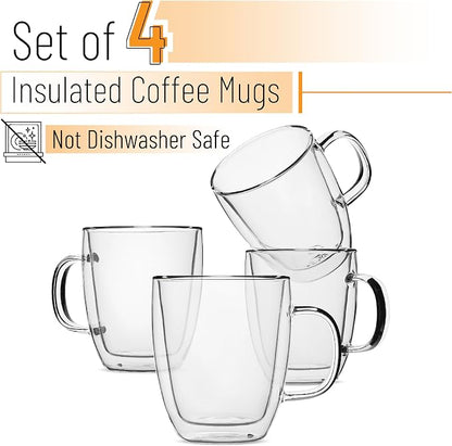 BTaT- Double Walled Glass Coffee Mugs, 16 oz, Glass Coffee Cups - Image 2