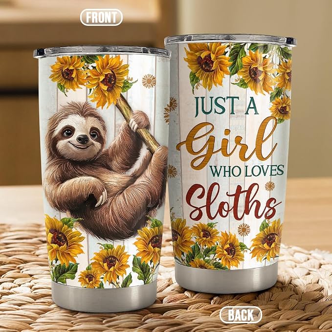 SANDJEST Sloth Tumbler 20oz Stainless Steel Insulated Coffee Travel Mug Cup - Image 2