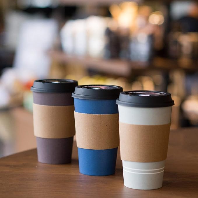Disposable Coffee Cups With Lids - 16 oz To Go Coffee Cups With Sleeves and - Image 6