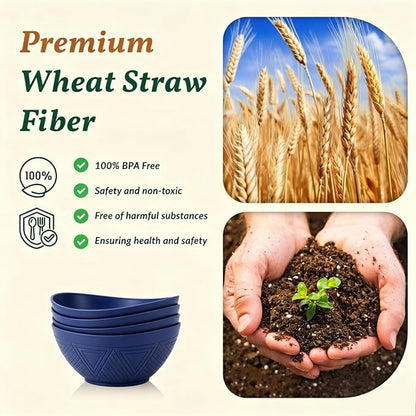 Wheat Straw Bowls, 9.6 inch Salad Bowls, Large Serving Dishes - Image 3