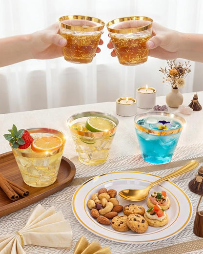 bUCLA 150PCS Gold Plastic Dinnerware Set Disposable - Image 6