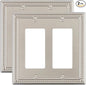 2-Pack Double Decorator Outlet Cover Plate, Pearls Decorative Switch Plates and Outlet Covers, 2 Gang Brushed Nickel Metal Wall Plates, Corrosion Resistant