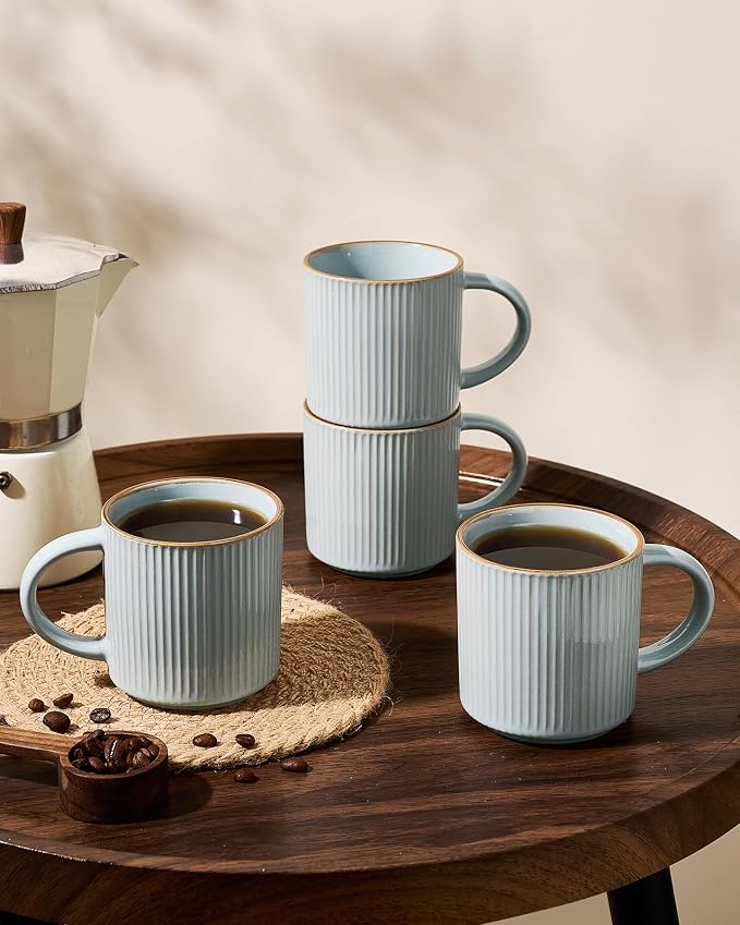 famiware Star Coffee Mug Set for 6, Handcrafted 12 oz Ceramic Stoneware Mugs - Image 3
