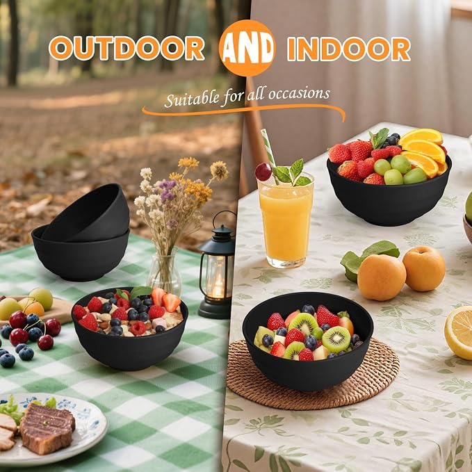 Unbreakable Big Bowl Set of 8: Alternative to Large Plastic Bowls - 60oz Wheat - Image 7