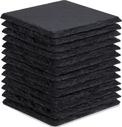 13 Pieces Slate Drink Coasters, GOH DODD 4 Inch Black Coasters Stone Coaster Set by GOHDODD