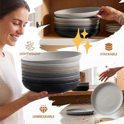Wheat Straw Dinner Plates Set of 8-11 Inch, Alternative to Plastic, Microwave & - Image 4