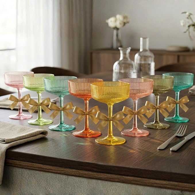 Khen Acrylic Ribbed Vintage Art Deco Martini Glasses - Image 7