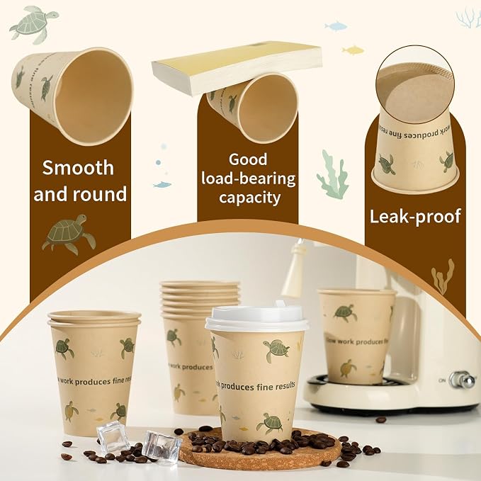 12 OZ 25 Pack Disposable Cups Paper Coffee Cups - Image 4