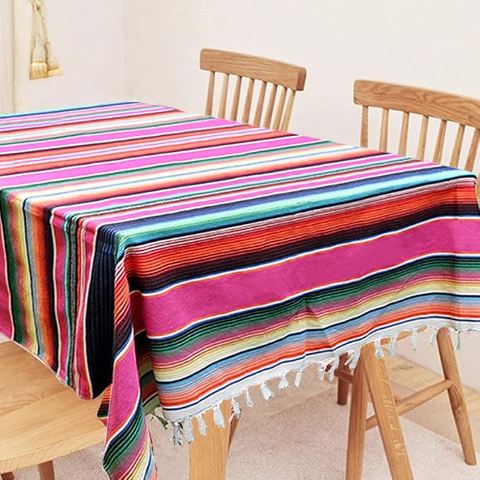 Fowecelt Mexican Serape Blanket Tablecloth 59 x 84 Inch - Image 4
