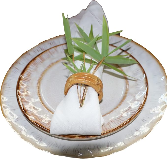 Bamboo Napkin Rings, Napkin Ring Set of 6, Handmade Natural Napkin Holder Ring - Image 3