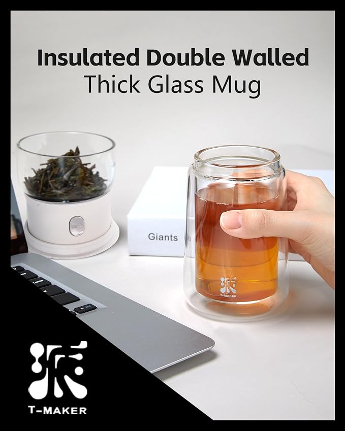 ZENS Modern Glass Infuser Pot, One Touch Tea Maker - Image 6
