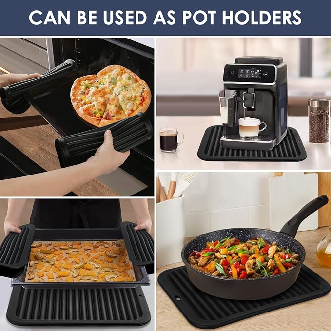 Black Silicone Trivet 16'' X 12'' Silicone Hot Pads - Image 5