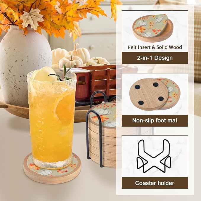 Pumpkins Coaster Set of 6 Cewiru Halloween Coasters - Image 5