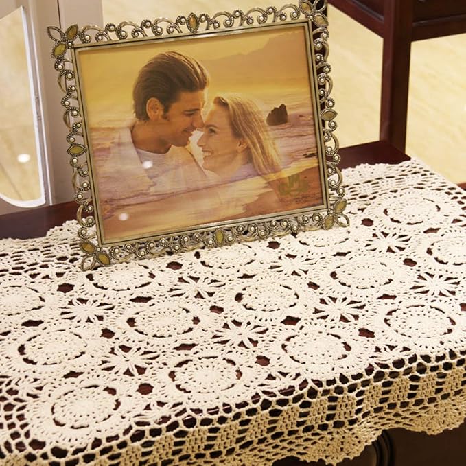Damanni Rectangular Cotton Handmade Crochet Lace Table Runner Doilies Table - Image 5
