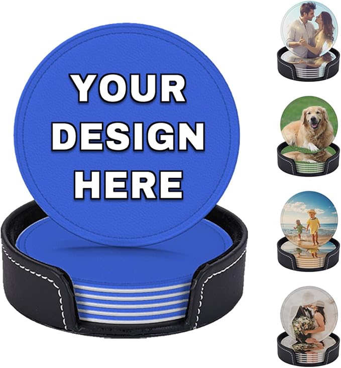 Custom Coasters Set of 6 Leather Coaster by YHPHRTA