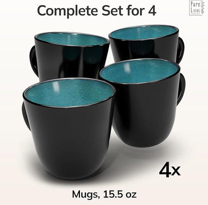 Large Stoneware Coffee Mugs Set of 4, 15.6 oz Coffee Cups - Image 3