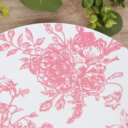 Efavormart 10-Pack French Toile Plastic Dinner Plates – Pink & White Floral - Image 6