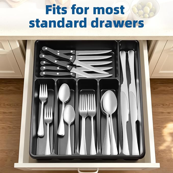 49 Pcs Silverware Set with Organizer, Stainless Steel Flatware Cutlery Set - Image 5