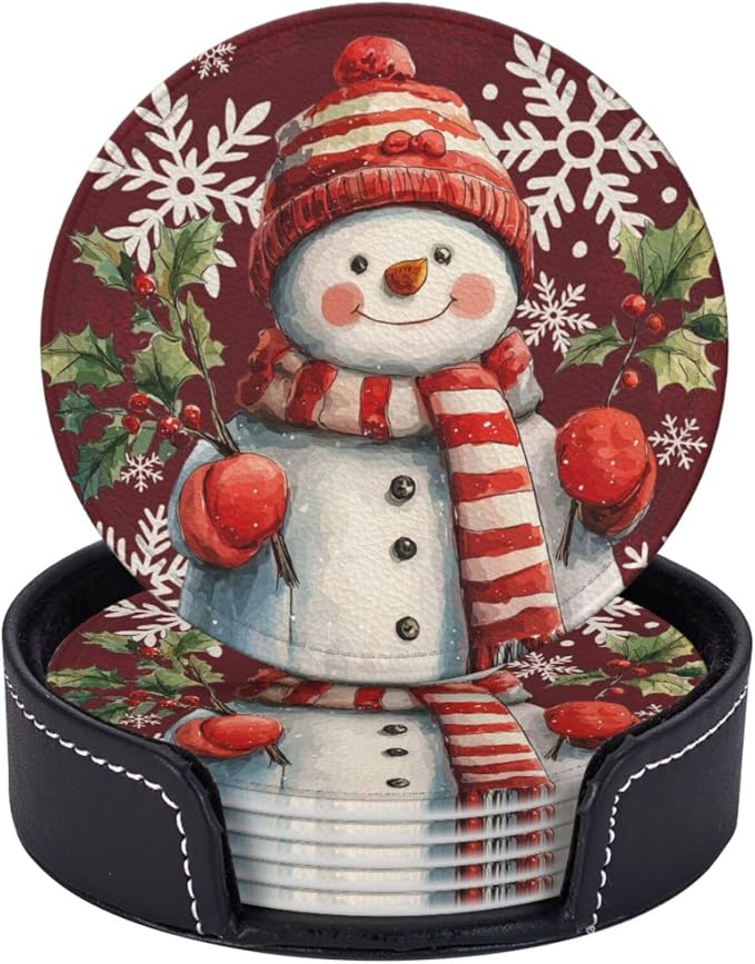 Christmas Snowman Snowflakes Coasters by KiuLoam